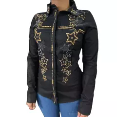 CAMISETE MINUTY FEMININA PRETA BORDADO ESTRELA E STRASS - comprar online