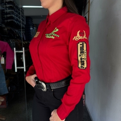 CAMISA RADADE FEMININA VERMELHA BORDADA GREEN TEAM na internet