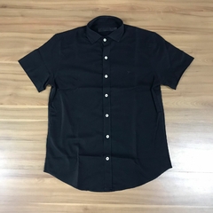 CAMISA MASCULINA DE LINHO THANKFIELD MANGA CURTA PRETO - comprar online