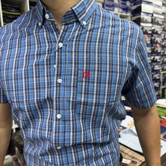 CAMISA TXC MASCULINA MANGA CURTA BORDADA XADREZ AZUL - comprar online