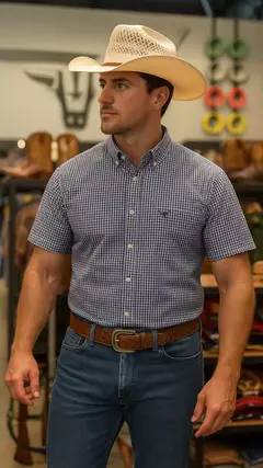 CAMISA MASCULINA XADREZ MANGA CURTA 100% ALGODÃO - loja online