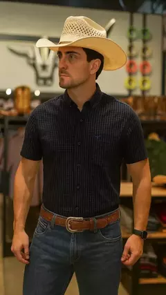 CAMISA MASCULINA XADREZ MANGA CURTA 100% ALGODÃO - SELARIA GUIMARÃES