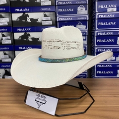 BANDINHA PARA CHAPÉU COURO LEGITIMO FURTA-COR AZULADO