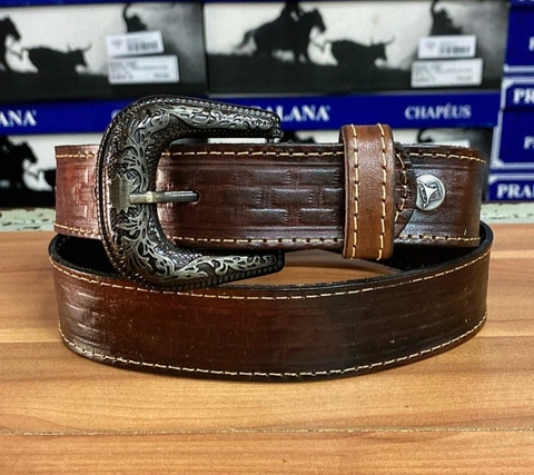 CINTO COURO LEGITIMO MARROM FIVELA E PASSADOR SORTIDO