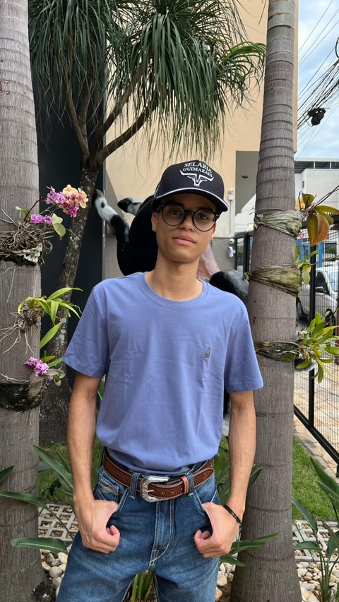 T-SHIRT PERMANENTE MASCULINA TASSA BÁSICA AZUL