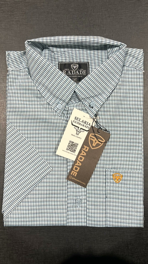 CAMISA RADADE MANGA CURTA XADREZ AZUL BEBÊ MARINHO BRANCO