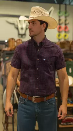 CAMISA MASCULINA XADREZ MANGA CURTA 100% ALGODÃO