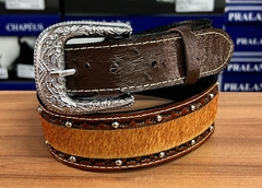 CINTO COURO LEGITIMO PONTEIRA IMITAÇÃO AVESTRUZ PÊLO DE BOI