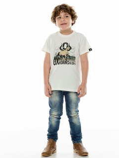 CAMISA INFANTIL OX HORNS MASCULINA BEGE CAVALINHO CORRENDO