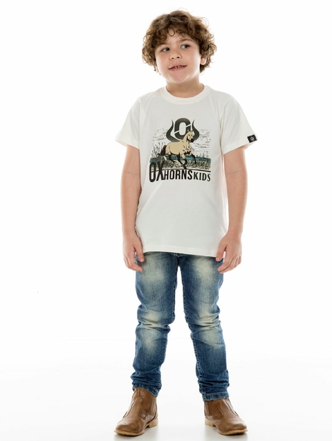CAMISA INFANTIL OX HORNS MASCULINA BEGE CAVALINHO CORRENDO