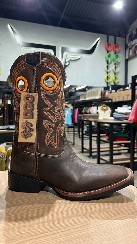 BOTA TEXANA MASCULINA DURANGO MED DOG CAFÉ LARANJA