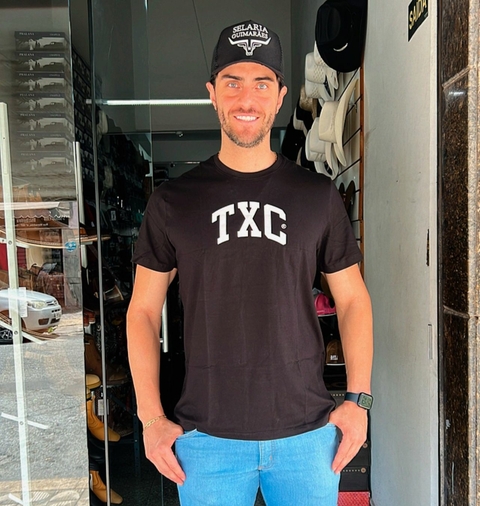 CAMISA MASCULINA TXC PRETA ESCRITA SILKADA FRONTAL
