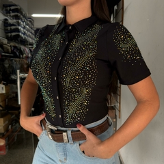 BODY PRETO MINUTY TODO EM PEDRARIA FURTA COR MANGA CURTA na internet