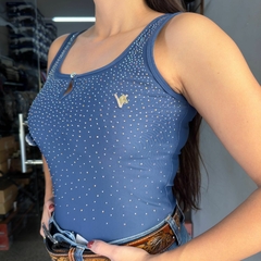 BODY REGATA MAVOLLE PROTEÇÃO UV AZUL PETROLEO STRASS - loja online