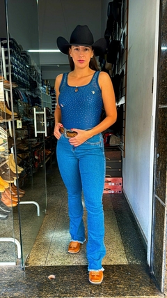 BODY REGATA MAVOLLE PROTEÇÃO UV AZUL PETROLEO STRASS - SELARIA GUIMARÃES