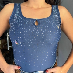 BODY REGATA MAVOLLE PROTEÇÃO UV AZUL PETROLEO STRASS na internet