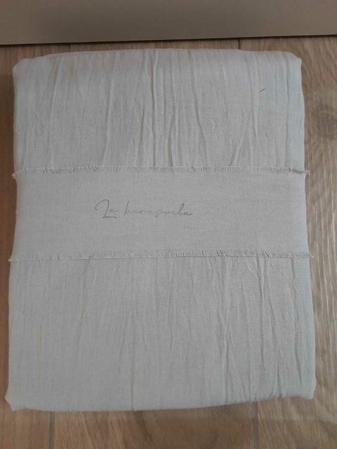 CUBRE SOMMIER CON MOÑO GRIS