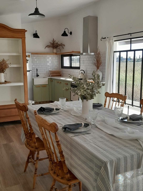 MANTEL POLO GRIS RAYAS CRUDAS
