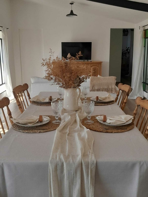 MANTEL GABARDINA ACRÍLICA LINO NATURAL
