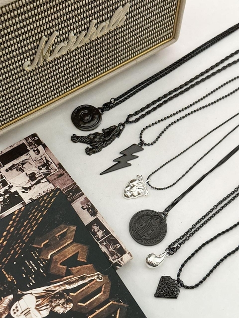 PACK X3 COLLARES ACERO NEGRO SURTIDOS PA511 - comprar online