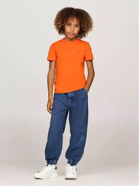 Camiseta Básica Laranja Gola Redonda Tommy Hilfger