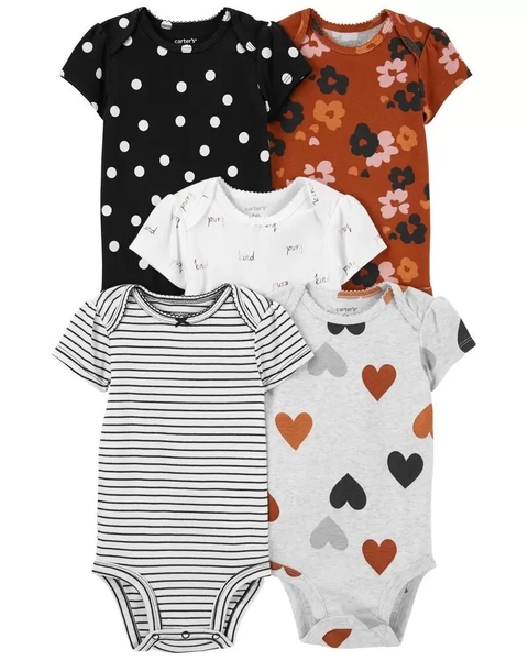 Kit Body Manga Curta Estampado Carter's