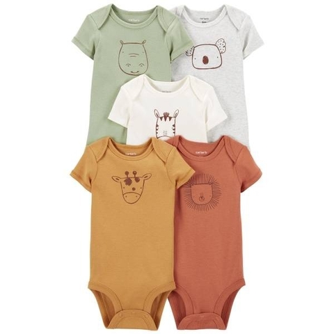 Kit body Manga Curta Estampa Animais Carter's