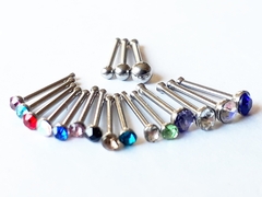 Banner de la categoría 100 piercing Nariz Recto de Acero Quirurgico con strass de colores surtidos