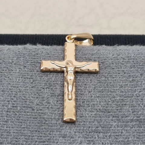 DIJE CRISTO MED BORDEADO ORO LAMINADO 18K