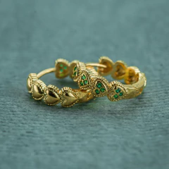 CANDONGA CORAZON MICROCIRCON VERDE ORO LAMINADO 18K