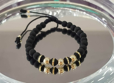 PULSERA ORO LAMINADO 18K CON NEOPRENO - Balín #6