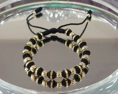 PULSERA ORO LAMINADO 18K CON NEOPRENO - Balín #5 y #6
