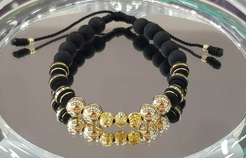 PULSERA ORO LAMINADO 18K CON NEOPRENO - Balín #8 y #6
