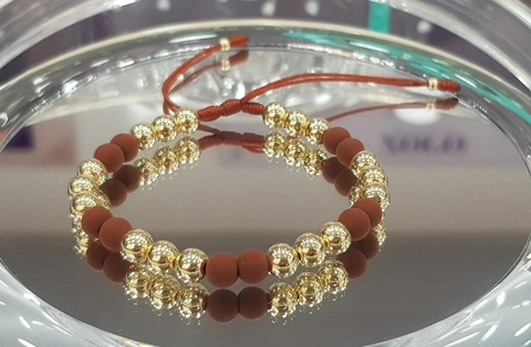 PULSERA ORO LAMINADO 18K CON NEOPRENO - Balín #6