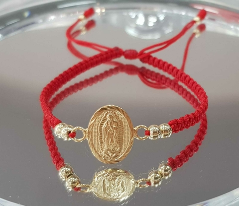 PULSERA ORO LAMINADO 18K - Balín #4 dije Guadalupe Mediana