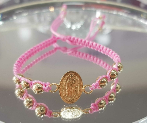 PULSERA ORO LAMINADO 18K - Balín #5 dije Guadalupe Mediana