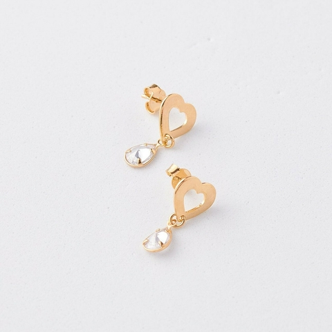 TOPO CORAZON DIJE GOTA CIRCON ORO LAMINADO 18K