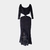 Vestido longo A Luxuosa preto rendado sereia fendas cintura NOVO