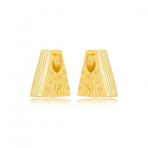 BRINCO ARGOLA TRIANGULAR GROSSA ZIRCÔNIA