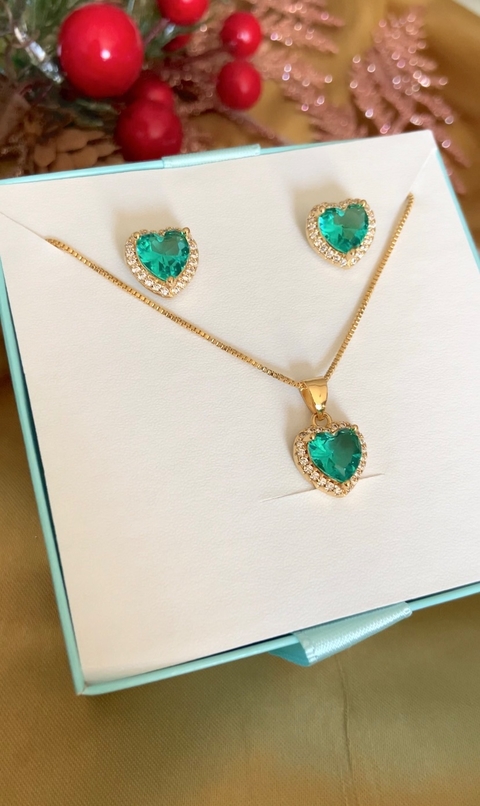 CONJUNTO CORACAO BORDA CRAVEJADA TURMALINA