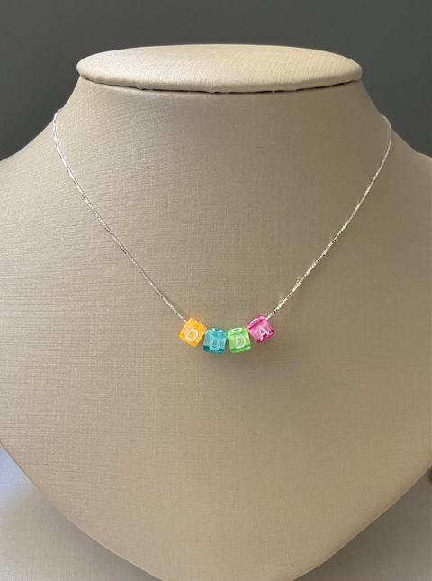 CORRENTE VENEZIANA PRATA 50 CM COM LETRA