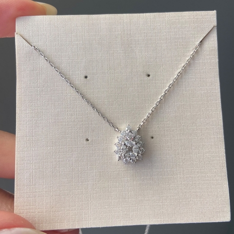 COLAR PRATA 925 GOTA COM BORDA CRAVEJADA/ CRISTAL