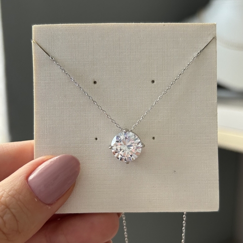 COLAR PRATA 925 PONTO DE LUZ GRANDE 10 MM/ CRISTAL - comprar online