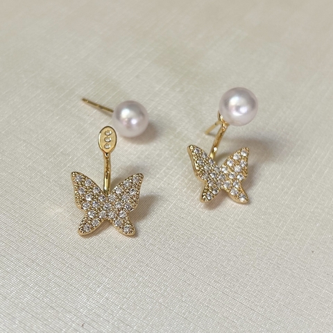 BRINCO EAR JACKET BORBOLETA PEROLA