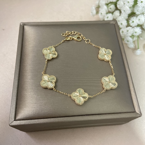 PULSEIRA PRATA 925 CINCO TREVOS RAIADOS \ DOURADO