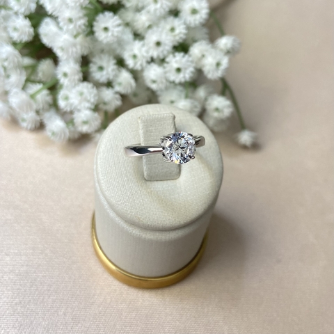 ANEL PRATA 925 SOLITÁRIO PEDRA DE 4 GARRAS GRANDE \ CRISTAL