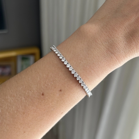 PULSEIRA RIVIERA RÓDIO BRANCO/ 3MM/ 15 CM