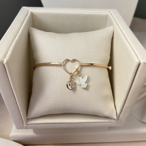 BRACELETE CHARMS ESPÍRITO SANTO MADREPÉROLA + ZIRCÔNIA