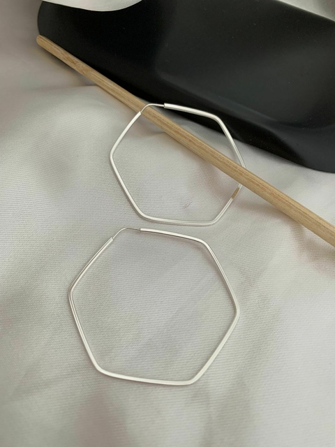Argola Sextavada 44mm Prata 925