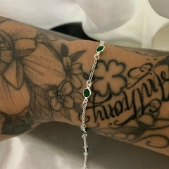Pulseira Zircônia Redonda Verde Prata 925 - comprar online